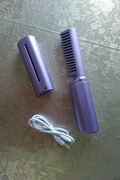 Meneflix Portable Mini Hair Straightener Cordless Rechargeable Mini Adjustable Hair Straightener Hot Comb